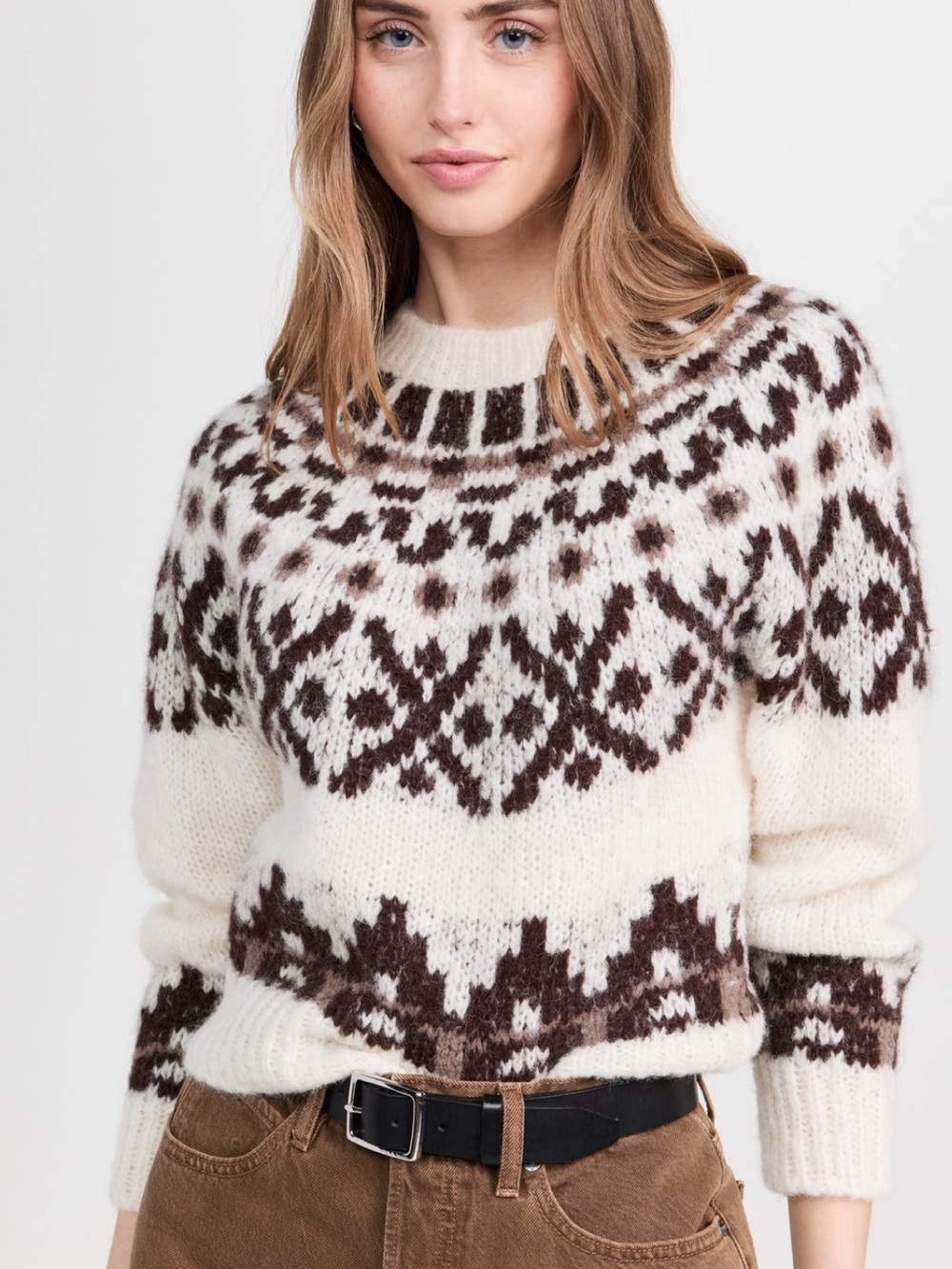 FRAME Fairisle Sweater in Cream Multi Size Medium